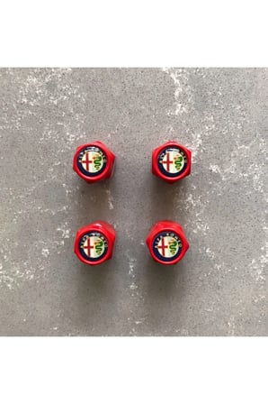 Metal Logolu Alfa Romeo Kırmızı Sibop Kapağı - Alfa Lüks Sibop Kapağı -alfa Romeo Sibop