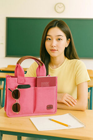 Kadın Günlük Kanvaz Kumaş Tote Çanta – Çok Gözlü, Fermuarlı, Omuz ve El Çantası