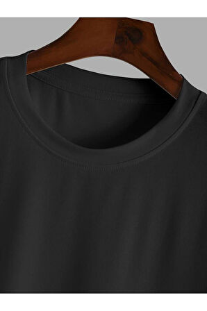 Unisex Oversize Fit Bisiklet Yaka Creative Yazı Baskılı Tişört