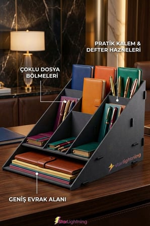 Masa Düzenleyici Organizer Evrak Rafı Masaüstü Organizer Siyah Renk Model 4