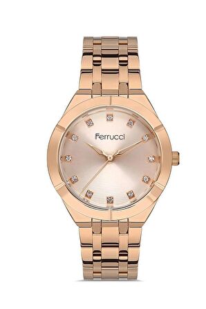 Ferrucci 1. Sınıf Çelik Zirkon Taşlı Kadın Kol Saat 2 Yıl Garantili