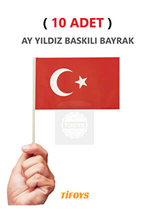 ( 10 Adet ) Küçük Boy Bayrak Çıtalı Kağıt Türk Bayrağı