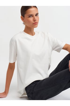 30312 Dekoratif Dikişli Bisiklet Yaka Tshirt-Siyah
