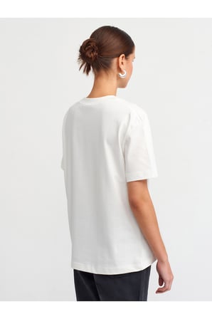 30312 Dekoratif Dikişli Bisiklet Yaka Tshirt-Siyah
