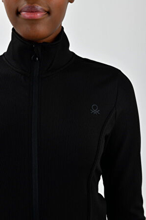 Kadın Sol Göğsü Logo Detaylı Fermuarlı Sweatshirt