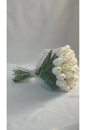 Tüllü lale gelin buketi