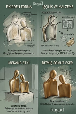 Biblo Heykel Insan Silüeti Büyük Boy Heykle Seti Altın Renk Model 8