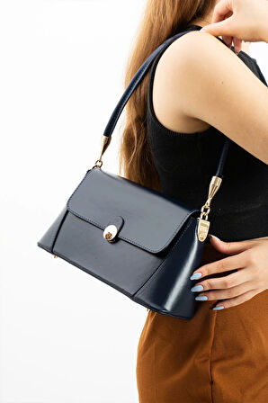 MERİ MODEL LACİVERT KADIN OMUZ VE KOL ÇANTASI