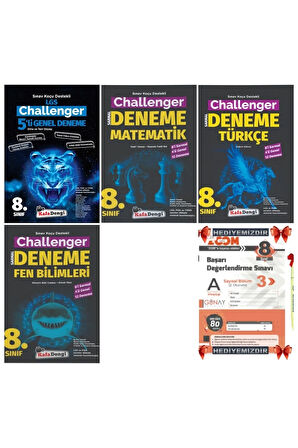 Lgs 8. Sınıf Challenger 5'li Genel Türkçe Mat Fen Deneme Set Deneme ve Fosforlu Kalem Hediyeli)