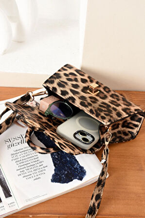 Lüks Mini Özel Tasarım Kilit Detaylı Çapraz Askılı Omuz Çantası