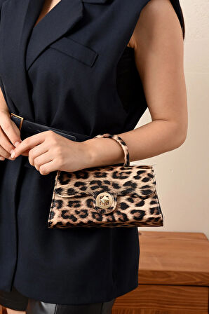 Lüks Mini Özel Tasarım Kilit Detaylı Çapraz Askılı Omuz Çantası