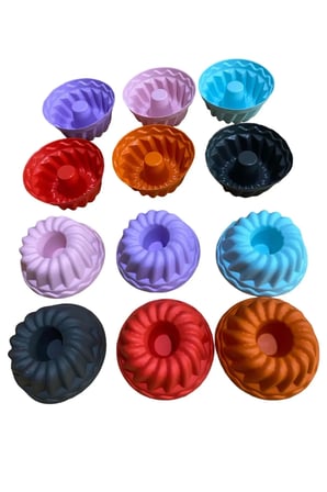 12'li Yıkanabilir Yanmaz Mini Chef Göbekli Muffin Pişirme Kalıbı, Silikon Kek, Cupcake, Hamur7X3,5cm