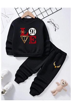 Çocuk Tasarım Harry Potter Love Baskılı Kapüşonlu Sweatshirt Pamuklu