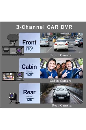 WİFİ Lİ 3 KAMERALI ARAÇ İÇİ KAMERA KAYIT CİHAZI 3 LENS CARDVR DASH CAM ÖN İÇ VE GERİ GÖRÜŞ KAMERASI