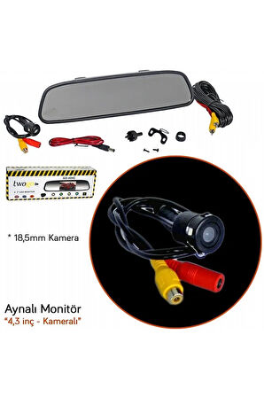 Twogo İç İlave Aynalı 4,3 inç Monitör Kameralı 18,5mm GO-404C