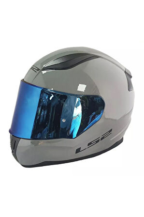 Rapıd 2 Nardo Gri Fullface Motosiklet Kaskı Mavi Camlı