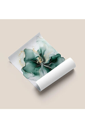 Çerçevesiz Poster, Dijital Baskı Soyut , Zümrüt Çiçeği , Salon Ofis Oturma Odası Dekorasyon , Poster