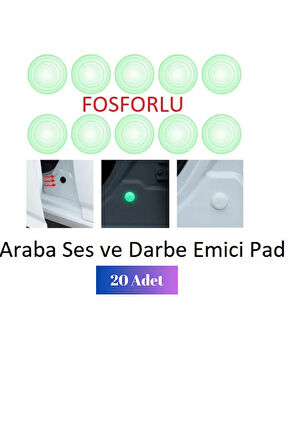 20'li  Beyaz Fosforlu Araba Kapı Tampon Bagaj  Darbe ve Ses Emici | 20 Adet Araç Dış Sistem Pad
