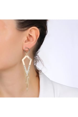 Altın Sallantılı Tasarım Küpe - 14K
