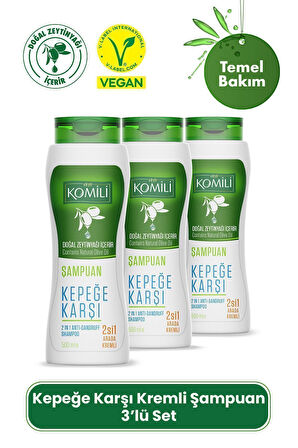 Kepek Karşıtı 2'si 1 Arada Kremli Vegan Şampuan 3'lü Set - 3 X 500 ML