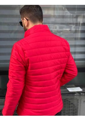 Şişme Yatay Şeritli Bej Rengi Slim Fit Mont