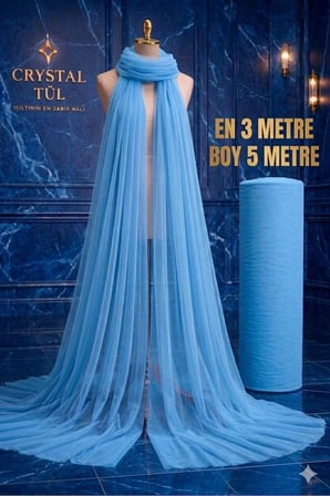 Mavi Kristal Tül 5 Metre