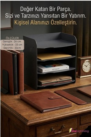 Masa Düzenleyici Organizer Evrak Rafı Masaüstü Organizer Siyah Renk Model 2