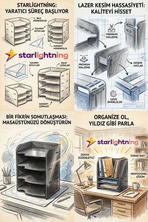 Masa Düzenleyici Organizer Evrak Rafı Masaüstü Organizer Siyah Renk Model 2