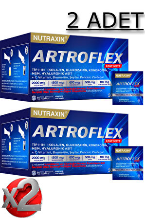 2 Adet Artroflex Easy Move 30 Adet Saşe-(Glukozamin,MSM,Kondroitin,Bromelain, Kolajen, Bamya Çiçeği)
