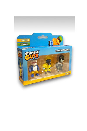 Stumble Guys Seri 1 - 3D Mini 3 lü Figür Seti - 3 ADET Hatshepsut Anubis Krom Goldheart - 5 cm