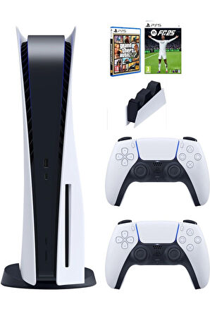Playstation 5 Standart Cdli + 2. Kol Dualsense + Ps5 FC25 + PS5 GTA V + Şarj istasyonu