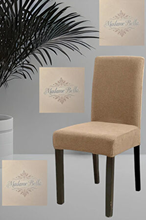 1 Adet Kare Desen Vizon Sandalye Kılıfı, Lastikli Tüylenmez Yıkanabilir 45x45x60 Ölç Sandalye Örtsü