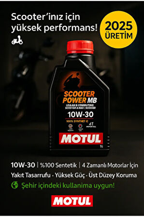Scooter Power 4t 10w30 Mb 1 Lt ( 05/2025 Üretim )