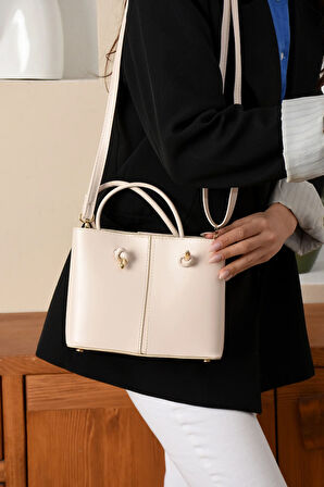 Kadın 3 Bölmeli Kaliteli Şık Çanta Omuzdan Asmalı Elden Tutmalı Askılı