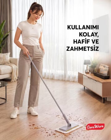 Home Care Pratica Click Mop Set El Değmeden Bez Tak Çıkar Kullan At ve Tüm Bezlerle Uyumlu