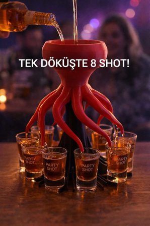 Ahtapot Tasarımlı 8'li Pratik Bardak ve Shot Doldurucu Dağıtıcı Aparat