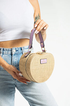 Hasır El Çantası Ve Omuz Çantası Kalpli Çanta