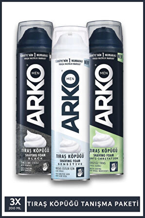Sensitive, Black , Anti-Irritation Tıraş Köpüğü 3x200ml