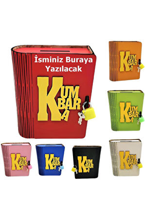 Ahşap Kitap Şeklinde Katlanır Kilitli Kumbara Çocuk Okul Mezuniyet Hediyelik