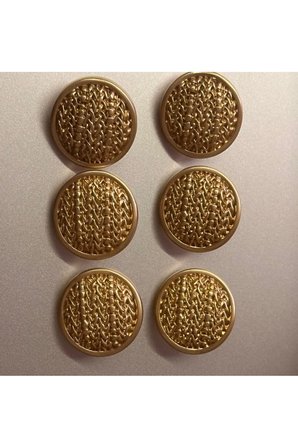MAT GOLD KAPLAMA 2,5 cm capinda ITALYAN ORGU MODEL METAL DUGME (7adet)