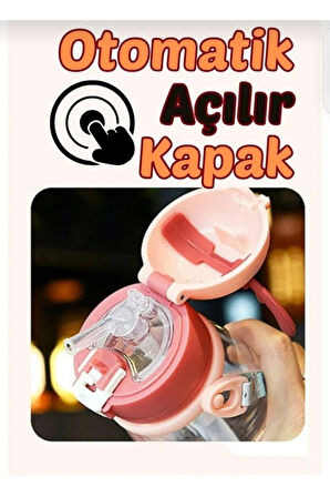500 ml Polikarbon Geyikli Matara Pipetli Otomatik Kapaklı suluk