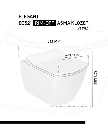Creavit Elegant Rim-off Asma Klozet + Yavaş Kapanır Kapak