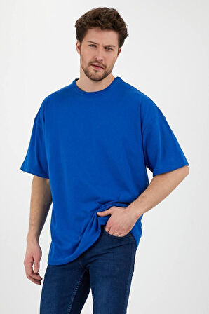 Unisex Pamuklu Turuncu Bisiklet Yaka Oversize T-shirt