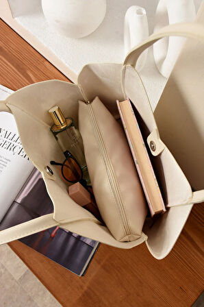 Kadın Şık Tasarımlı Omuz ve Kol Çantası + Yavru Çanta