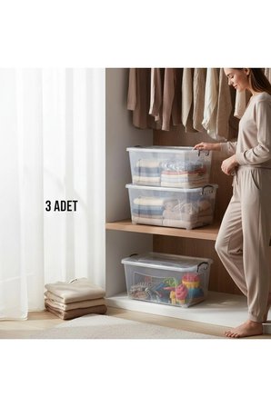 Tekerlekli Saklama Kabı 80 litre 3 Adet Büyük Saklama Kabı İlaç Kutusu