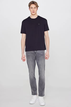 Regular Fit Normal Kesim Bisiklet Yaka %100 Pamuk Siyah Tişört