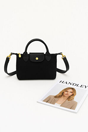 Lilyana – Deri Detaylı Süet El ve Omuz Çantası