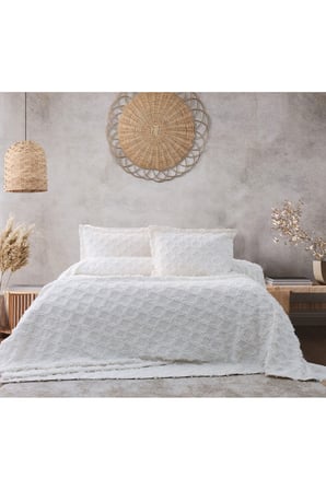 Siena Çift Kişilik Yatak Örtüsü Ekru 250x260cm 2 Yastık Kılıfı
