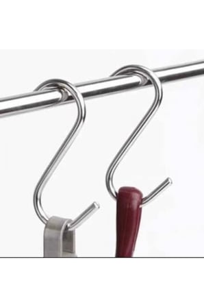 Metal S Şeklinde Metal Kanca Askı Mutfak Banyo Gardrop Dolap Demiri Askısı 10'li Paket