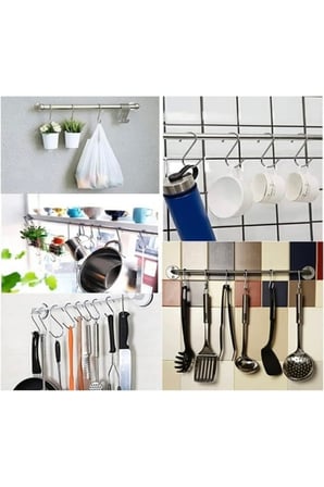 Metal S Şeklinde Metal Kanca Askı Mutfak Banyo Gardrop Dolap Demiri Askısı 10'li Paket